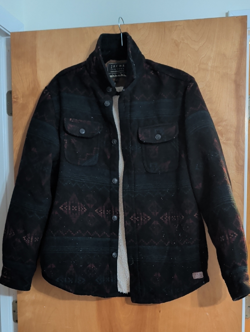Jachs Black Patterned Sherpa-Lined Men’s Jacket